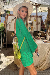 Solid Color Backless Smart Knitted Cutout Beachwear