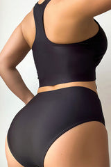 Natural Print Sporty Racerback High Waist Bikini