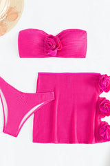 Solid Color 3D Flower Decor Cutout Pretty Waffle Three Pieces