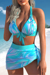 Ripple Print Relaxed Strappy Back Bikini