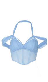 CHIFFON HALTER NECK CARD SHOULDER SLING VEST