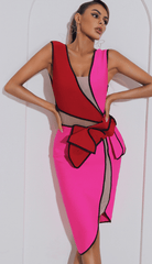 COLOURFUL BANDAGE MIDI DRESS