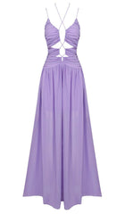 CUTOUT TULLE MAXI DRESS IN LIGHT PURPLE