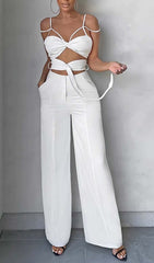 CUTOUT SLEEVELESS JUMPSUIT IN WHITE