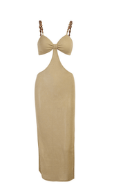 Chain slit cutout dress.