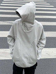 Men's Patchwork Button Down Pullover Hoodie