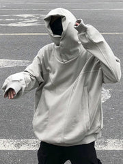 Men's Patchwork Button Down Pullover Hoodie