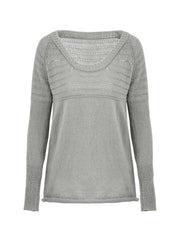 Gray Pointelle Knit Long Top