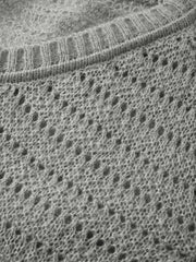 Gray Pointelle Knit Long Top