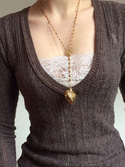 Vintage V Neck Cable Knit Top