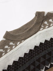 Mixed Jacquard Vintage Pullover Sweater