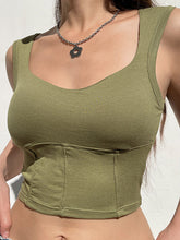 Green Padded Cropped Tank Top