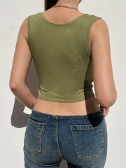 Green Padded Cropped Tank Top