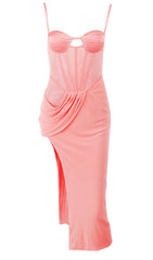 FISHBONE MIDI DRESS IN PINK