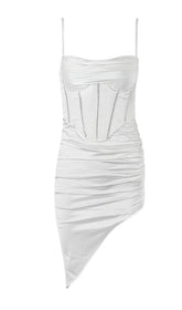 FISHBONE MIDI DRESS IN WHITE