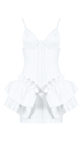 FRILLY BANDAGE MINI DRESS IN WHITE