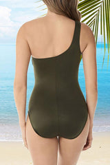One Shoulder Modern Patchwork Mesh One Piece Swimwear