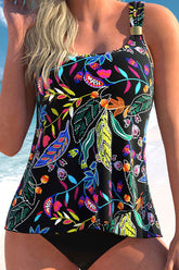 Paisley Print Colorful Irregular Layered Tankini