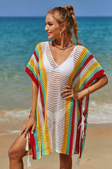 Rainbow Romantic Side Strappy Hollow-Out Beachwear