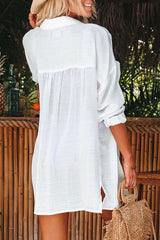 Solid Color Classic Pocket Single Breasted Beachwear