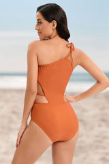 Solid Color Chic Lace-Up Cutout One Piece Swimwear