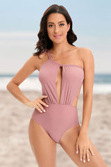 Solid Color Chic Lace-Up Cutout One Piece Swimwear