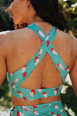 Petal Print Sweet Knotted Cross Back Bikini