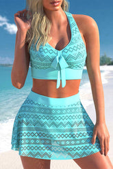 Patchwork Hollow-Out Lace Classic Cross Back Bikini