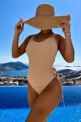 Ribbed Kitsch Strappy Back One Piece Swimwear
