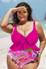 Paisley Print Cute Knotted Ruffles Bikini