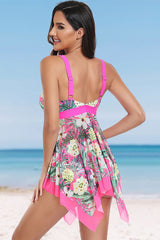 Patchwork Floral Print Pretty Irregular Tankini