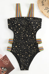 Metallic Star Print Stunning Cutout One Piece Swimwear