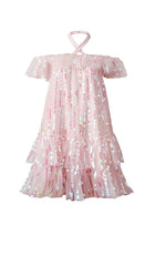 HALTER SEQUINS MINI DRESS IN PINK