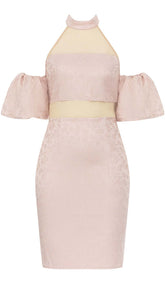 HALTER PUFF MINI DRESS IN PINK