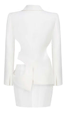 HOLLOW OUT LONG SLEEVE JACKET TOP AND SHORT SKIRT