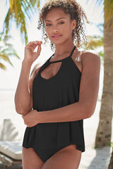 Solid Color Classic Ruffle Overlay Tankini