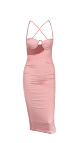 High elastic dress with diamond chain sling.