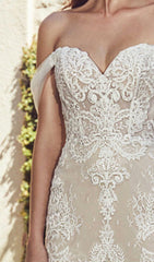 OFF SHOULDER LACE SHORT WEDDING DRESS IN APRICOT