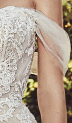 OFF SHOULDER LACE SHORT WEDDING DRESS IN APRICOT