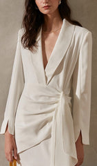SUIT WRAP DRESS MINI DRESS IN WHITE