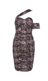 LEOPARD RUCHED MINI DRESS