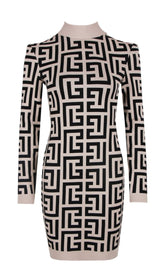 LONG SLEEVE HIGH COLLAR DRESS