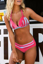 Modern Printed Halter Neck Bikini Swimwear