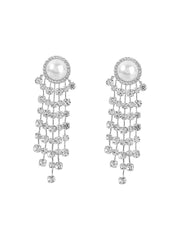 PEARL CRYSTAL TASSEL EARRINGS