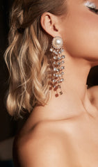 PEARL CRYSTAL TASSEL EARRINGS