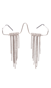 Long fringed rhinestone pendulum glasses