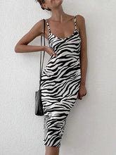 Zebra Stripe Sling Midi Dress