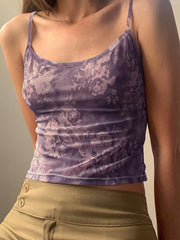 Mesh Floral Crop Cami Top