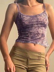 Mesh Floral Crop Cami Top