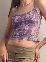 Mesh Floral Crop Cami Top